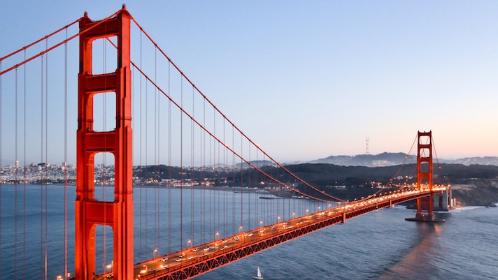 Golden Gate Bridge Over River Against Sky