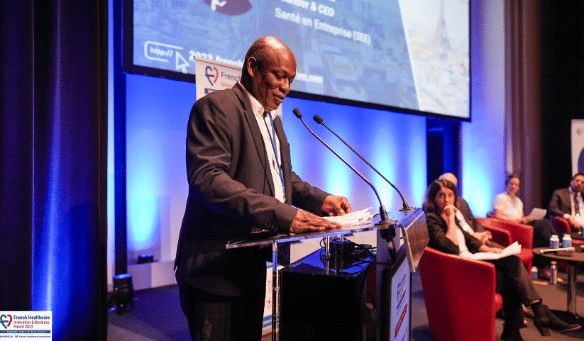 Photographie d'Erick Maville lors de son intervention durant la conférence sur la prévention des maladies cardiométaboliques